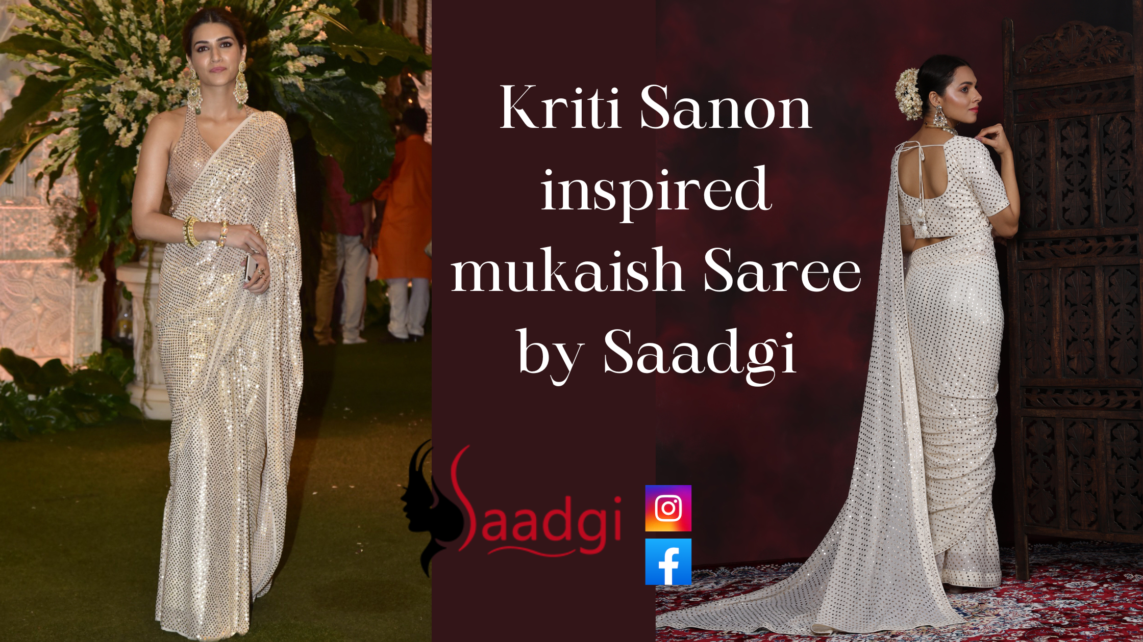Kriti Sanon inspired mukaish Saree by Saadgi