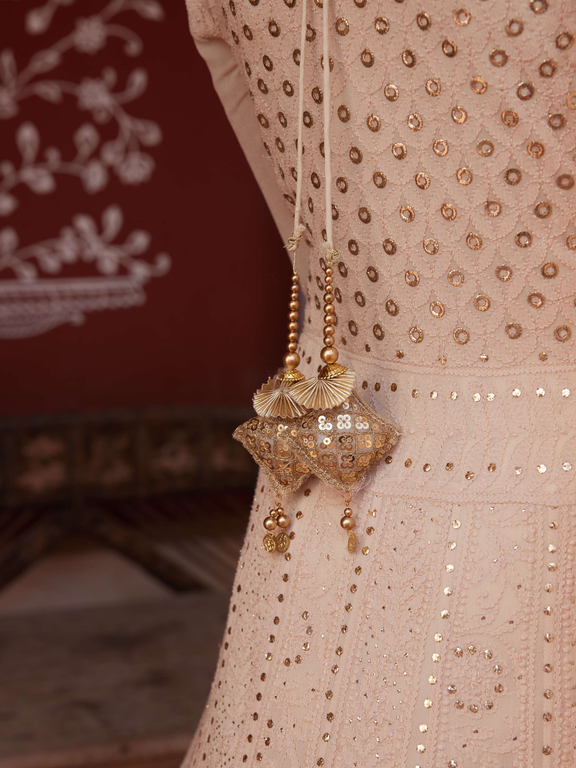 Golden Ring Mukaish Chikankari Anarkali Set