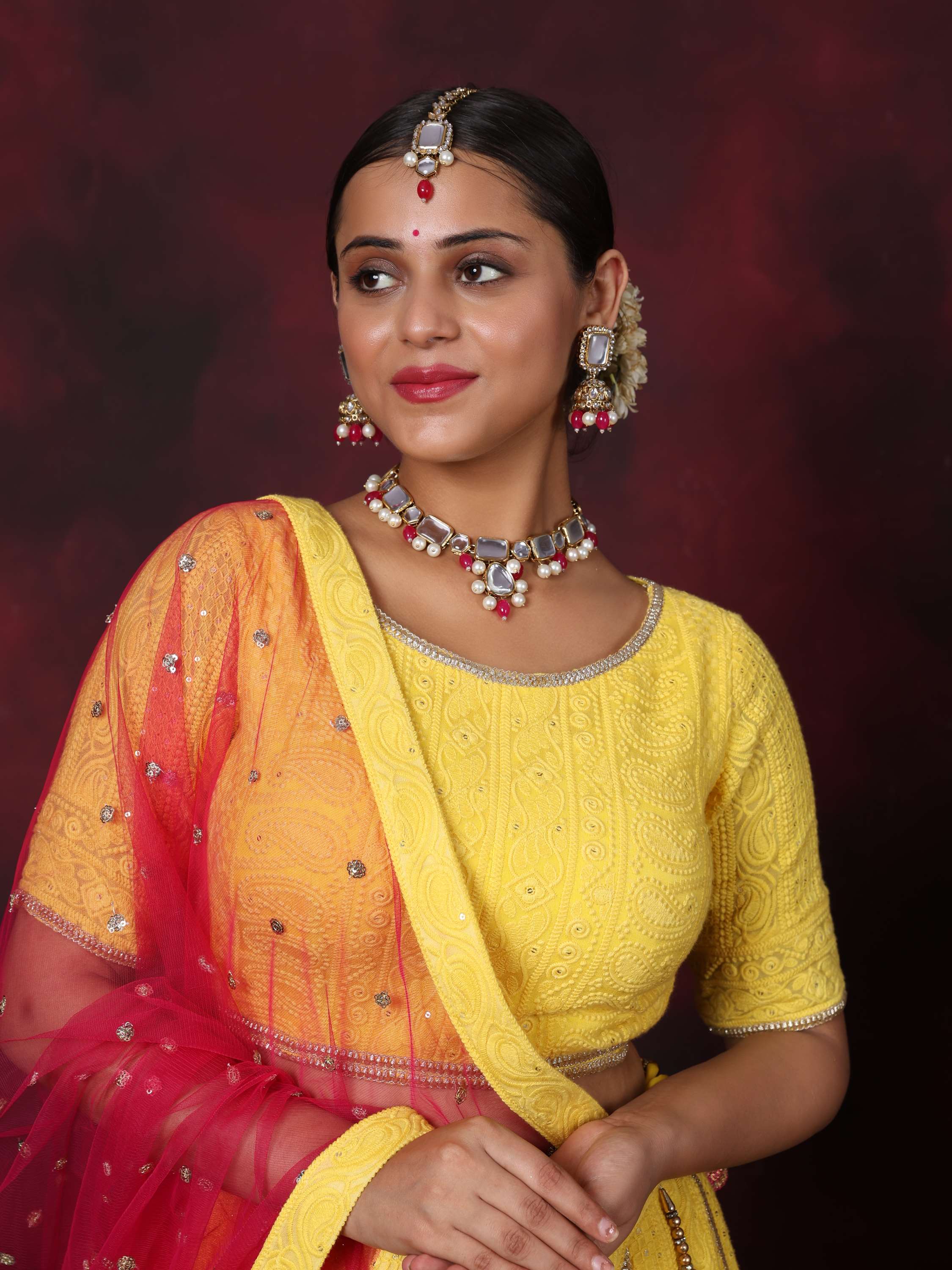 Yellow Gold Embroidered Lehenga Set
