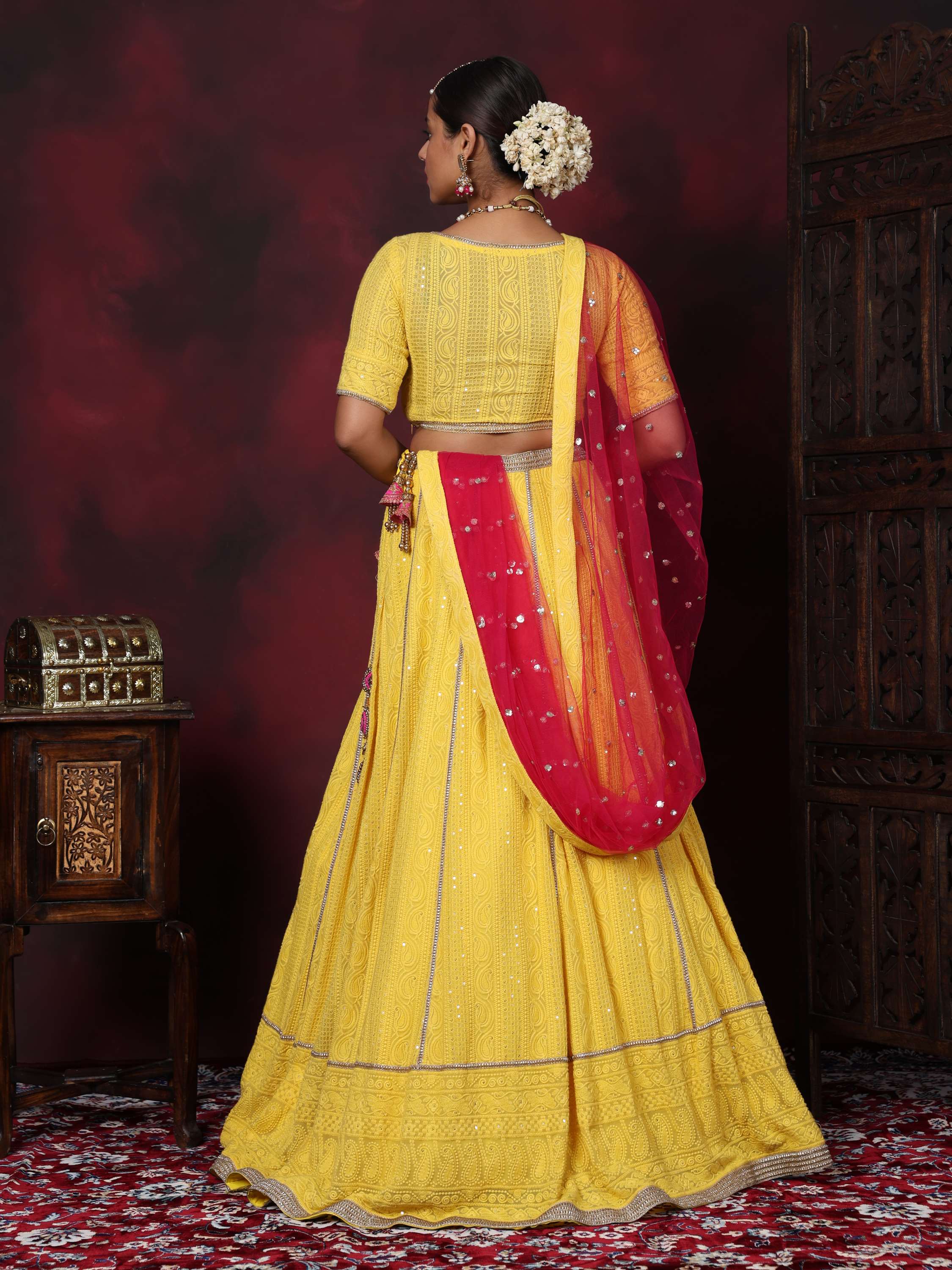 Yellow Gold Embroidered Lehenga Set