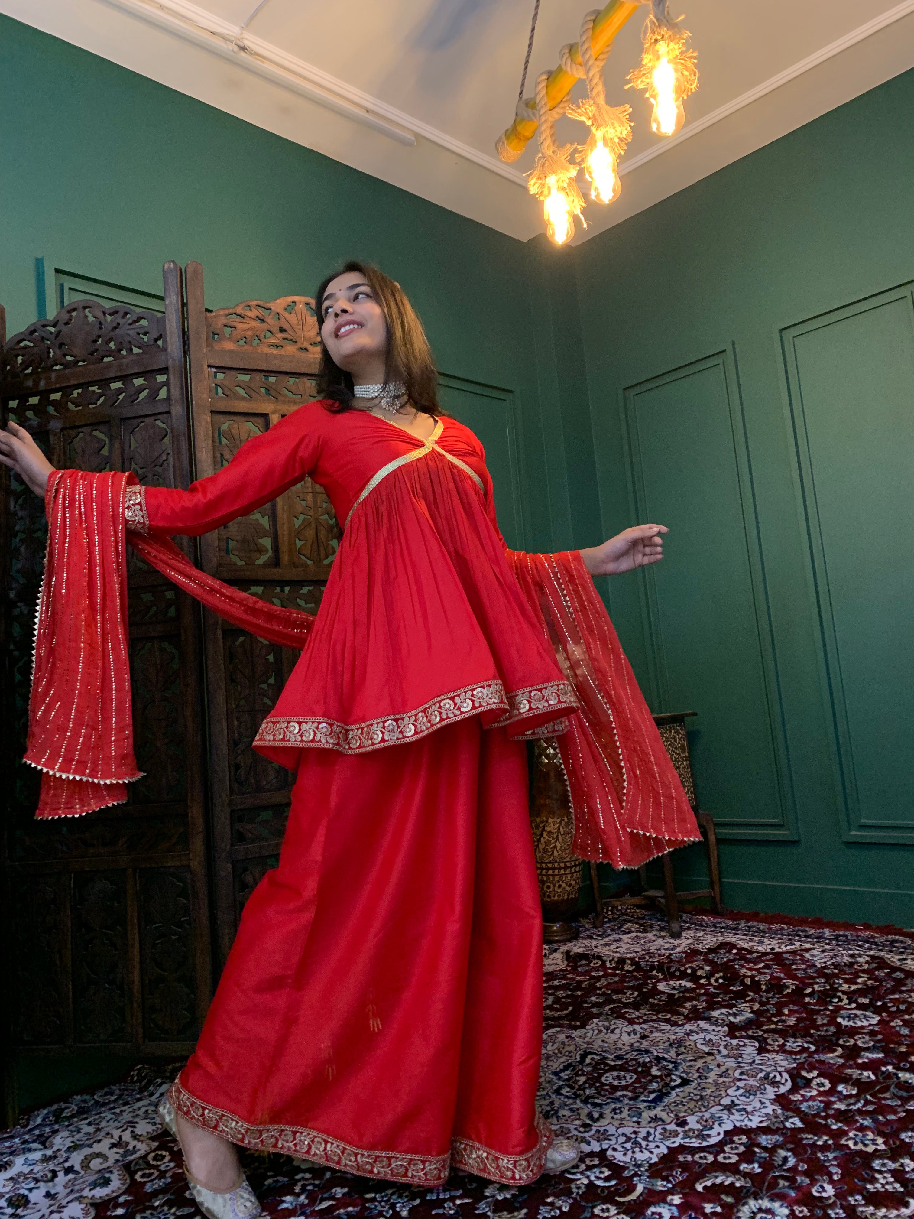 Mira Kapoor's Red Sharara set by Saadgi