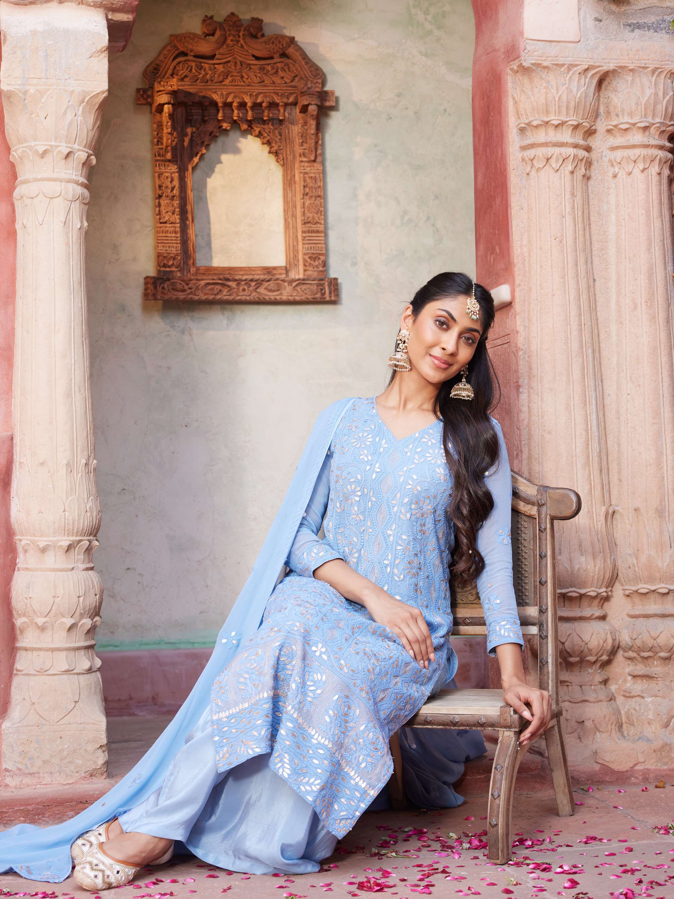 Frost Blue Gota Chikankari Handembroidered Suit