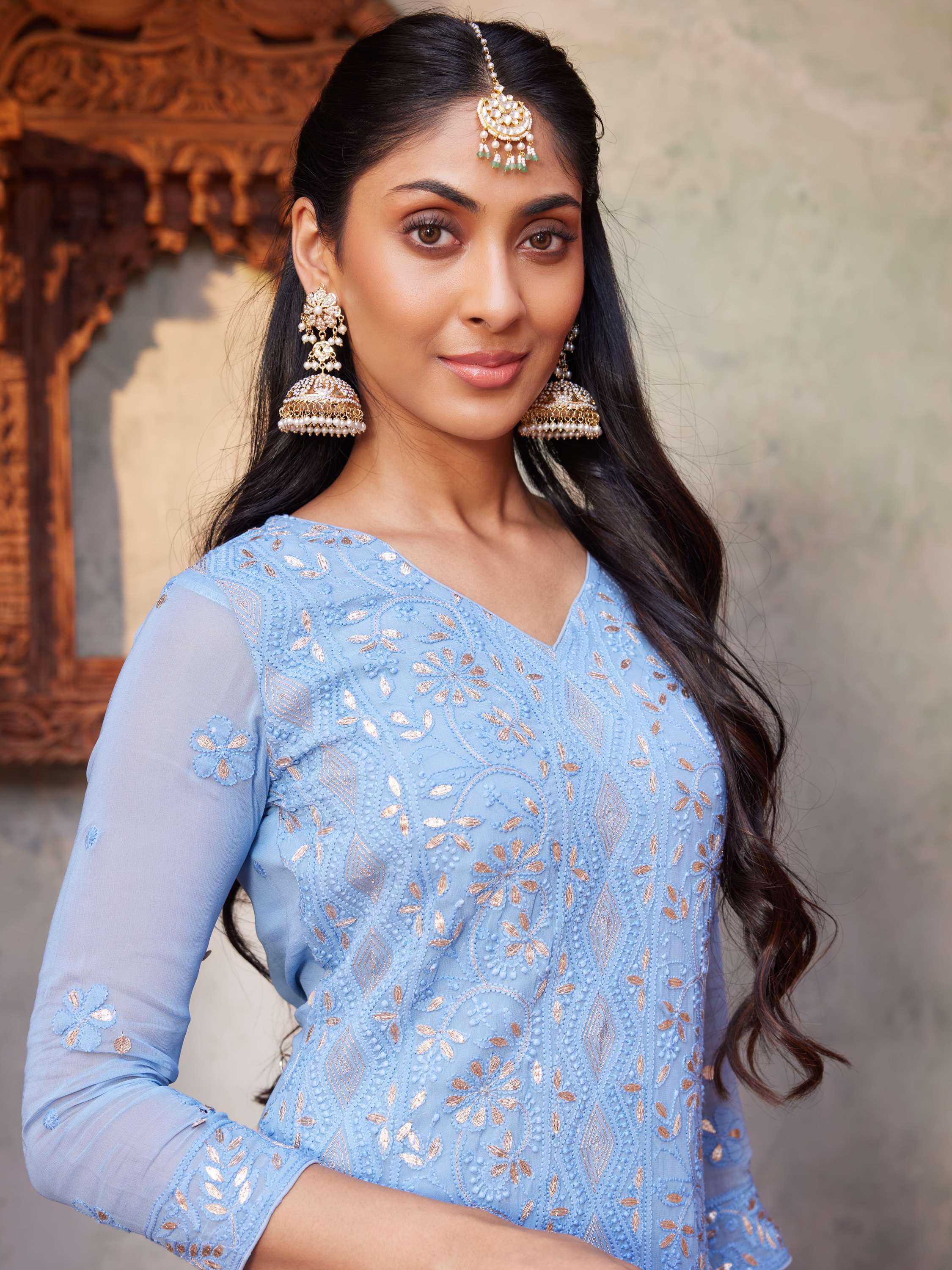 Frost Blue Gota Chikankari Handembroidered Suit