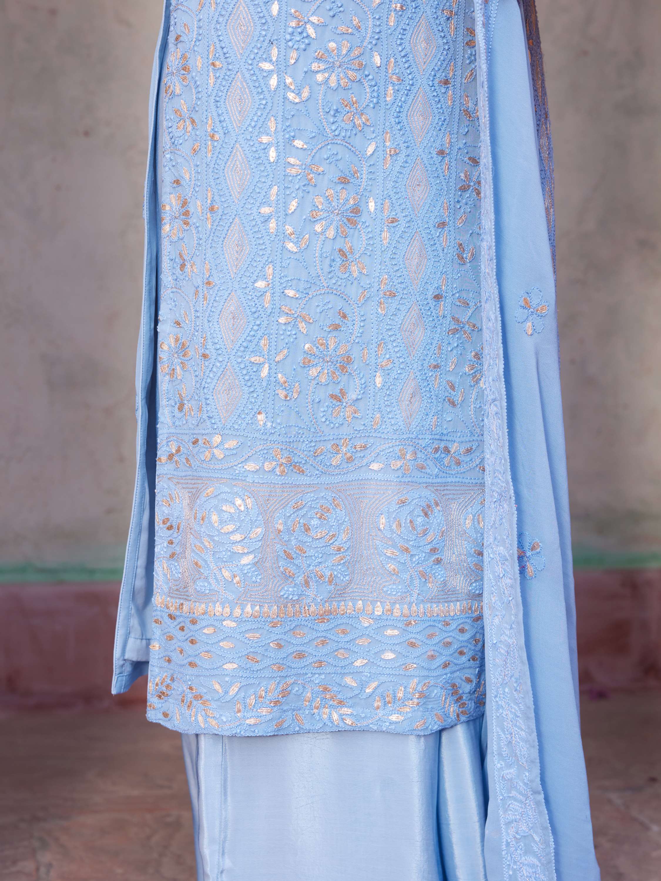 Frost Blue Gota Chikankari Handembroidered Suit