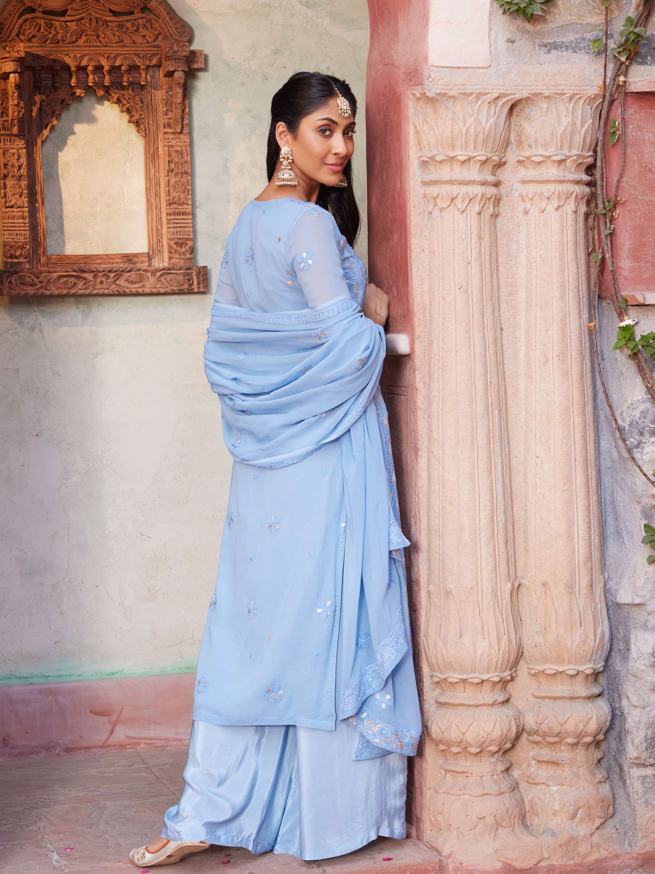 Frost Blue Gota Chikankari Handembroidered Suit