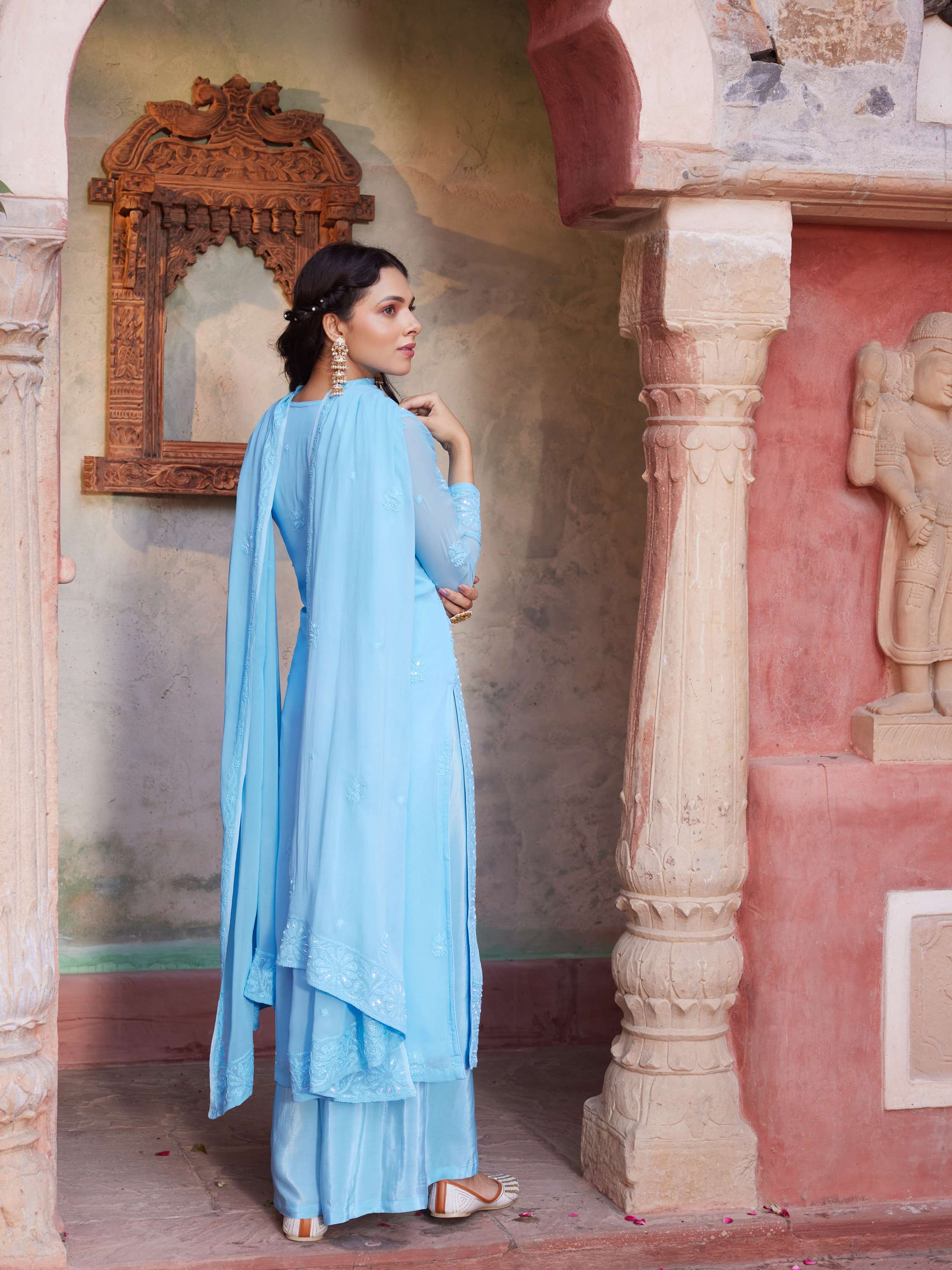 Zenith Blue Pearl Work Chikankari Designer Suit