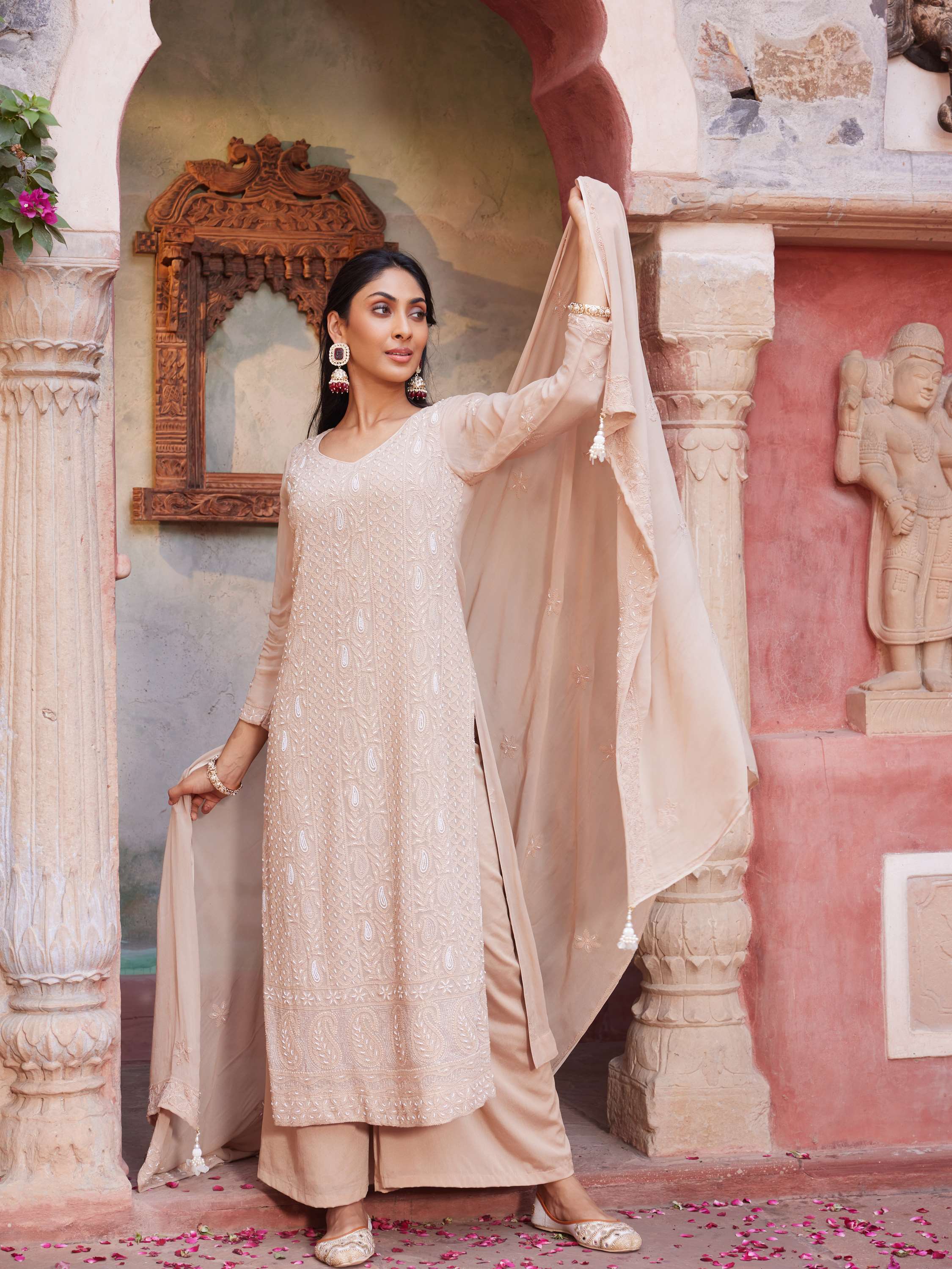Hazel Wood Handmade Pearl Chikankari Suit