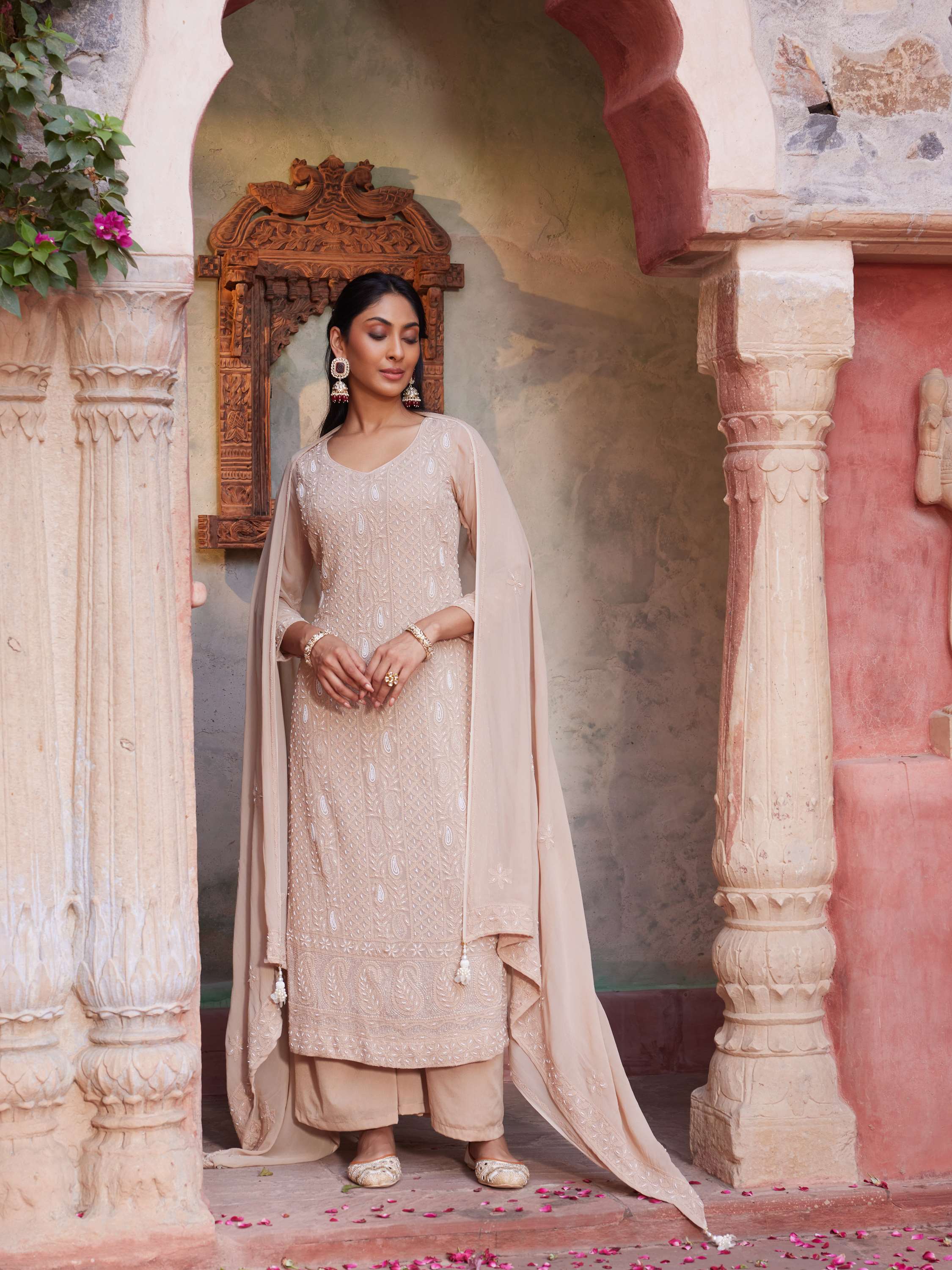 Hazel Wood Handmade Pearl Chikankari Suit