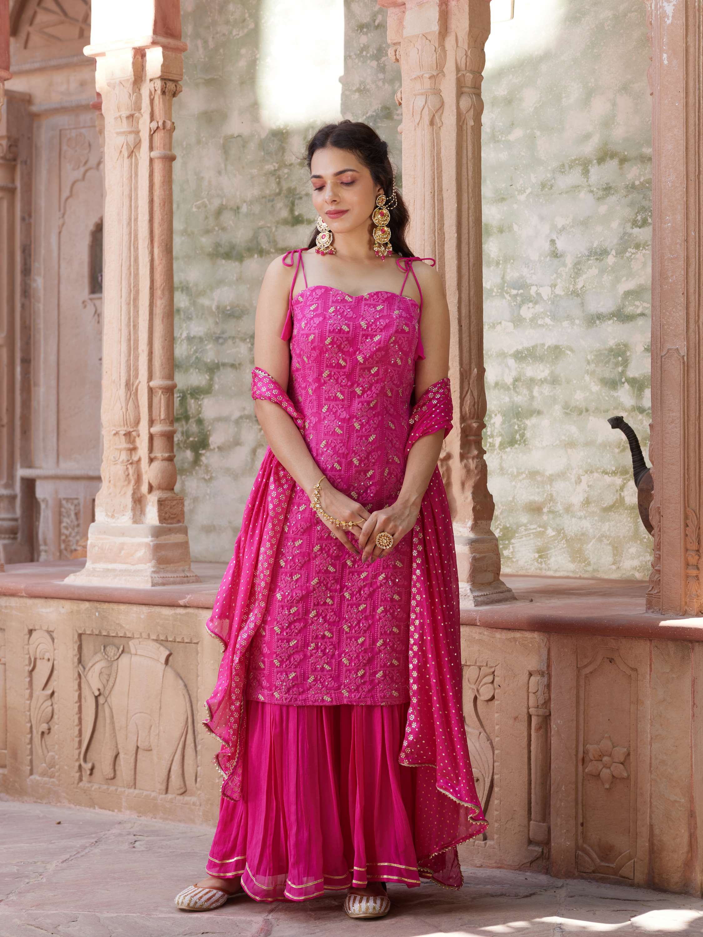 Magenta Zardozi Embroidered Suit