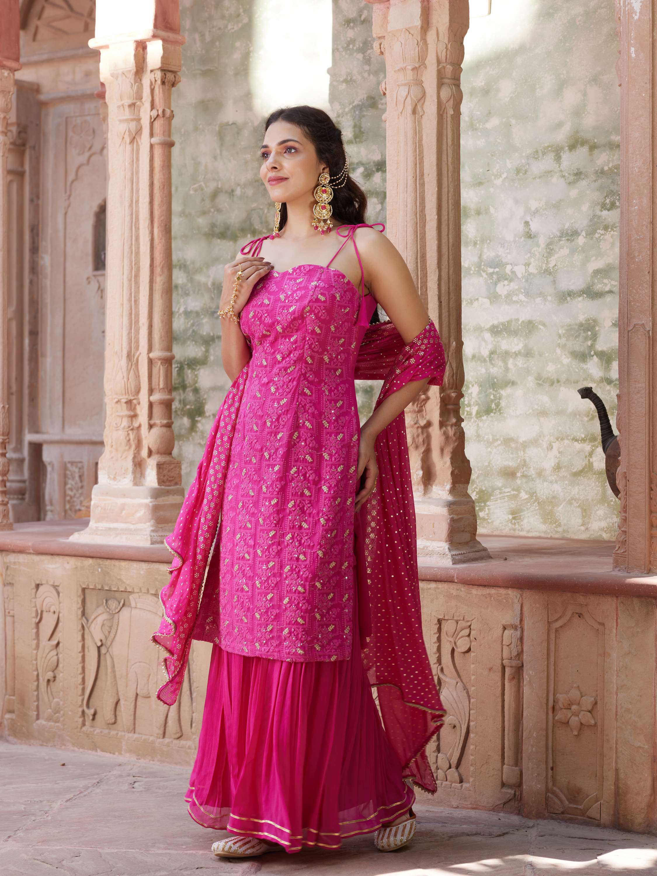 Magenta Zardozi Embroidered Suit