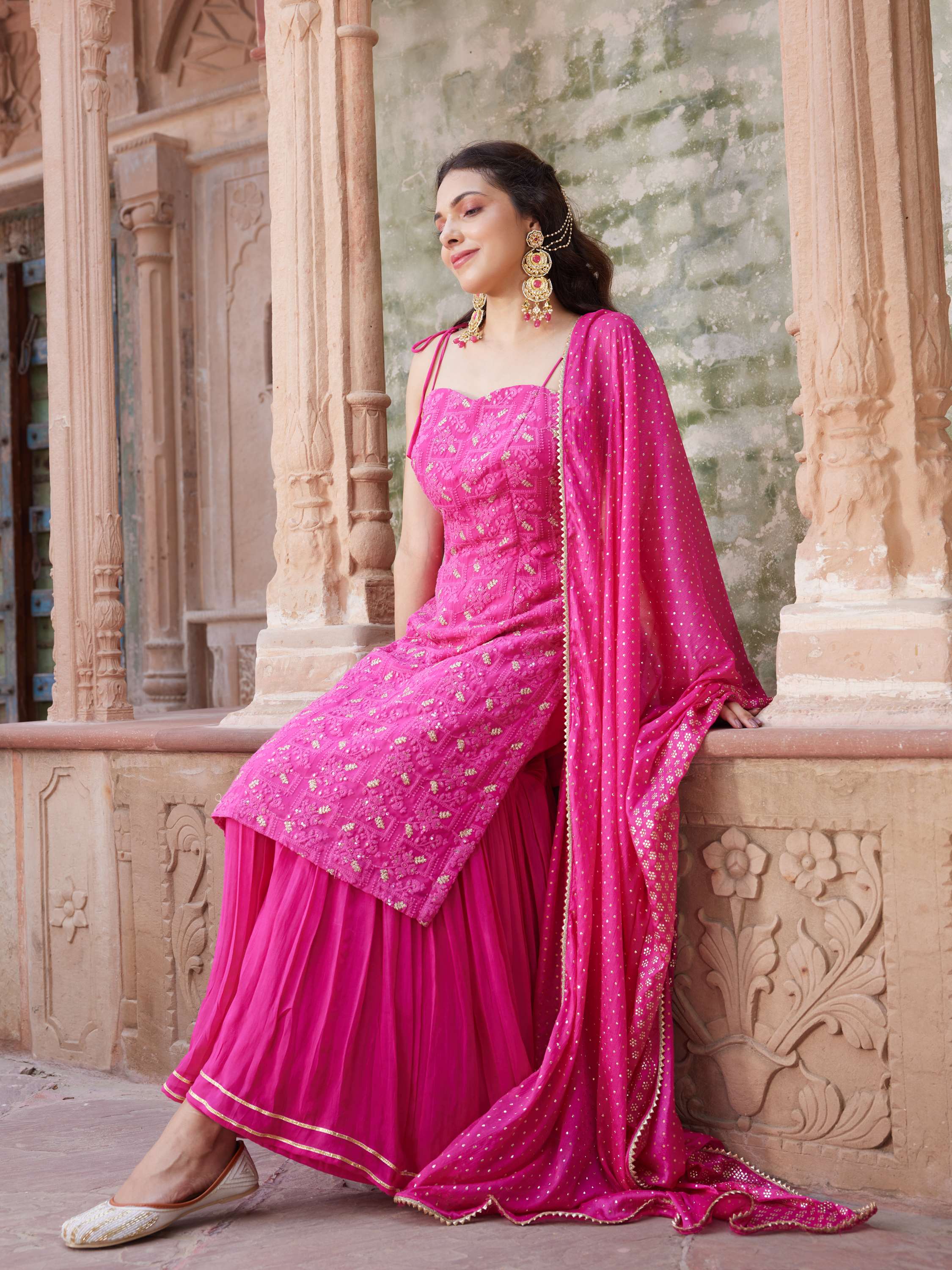 Magenta Zardozi Embroidered Suit