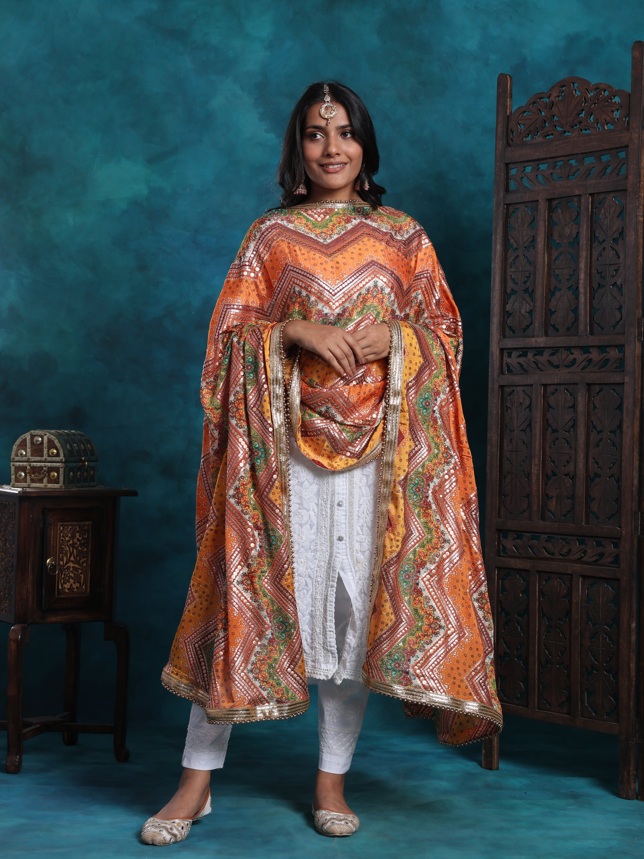 Handcrafted Sequin Tikki And Zari Work Luxurious Dupatta