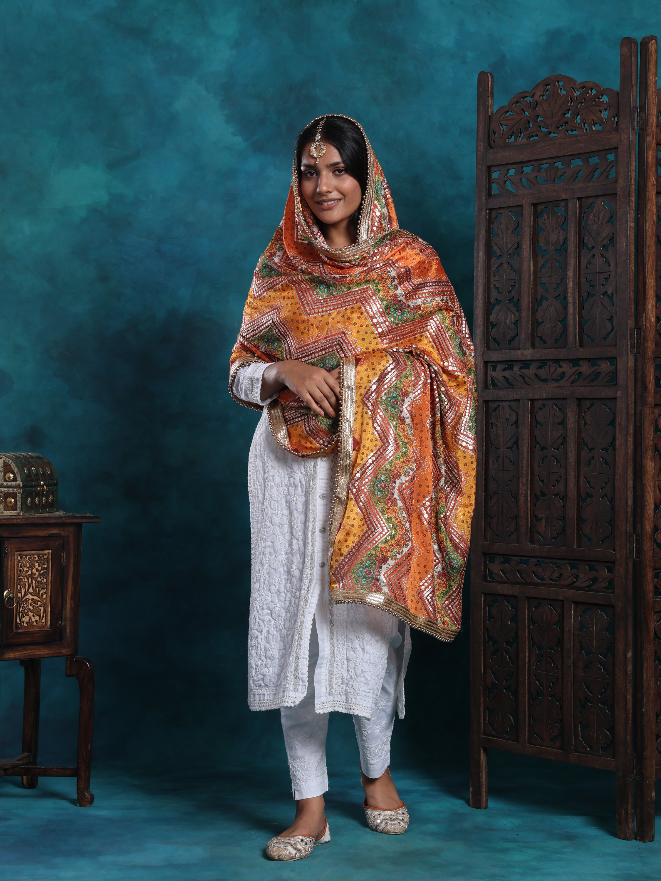 Handcrafted Sequin Tikki And Zari Work Luxurious Dupatta