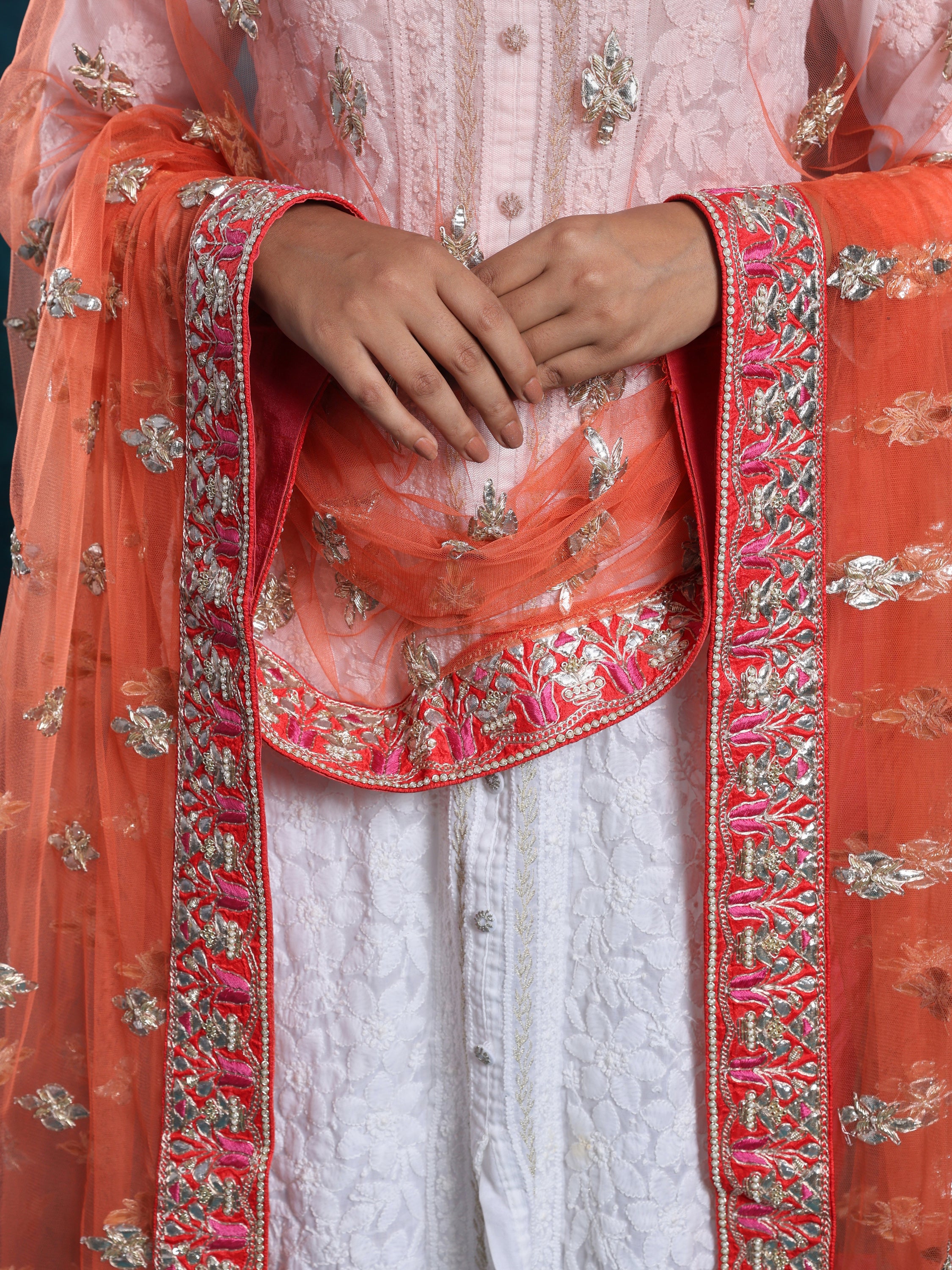 Handcrafted Gota Pati With Zari Border Bridal Dupatta