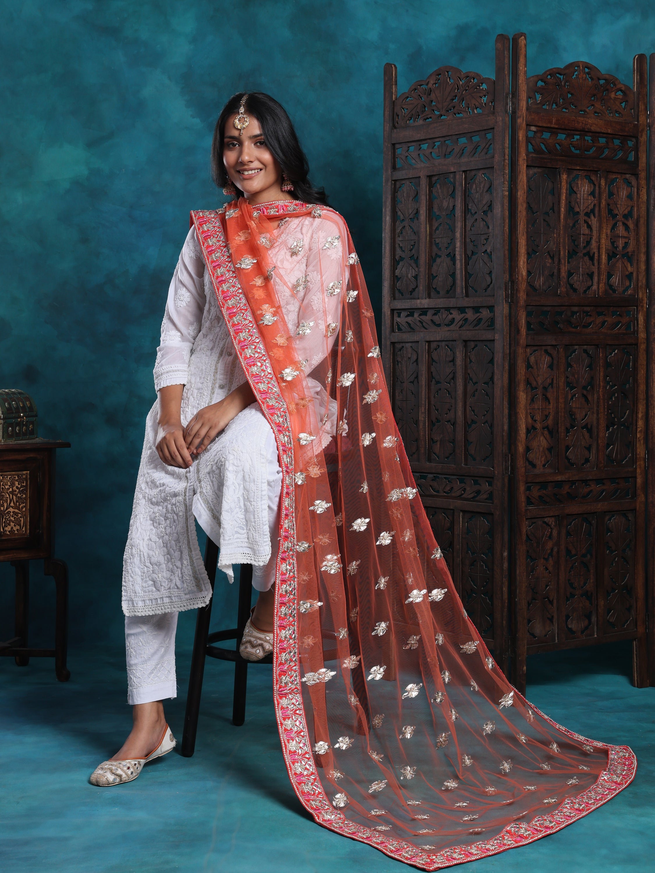 Handcrafted Gota Pati With Zari Border Bridal Dupatta