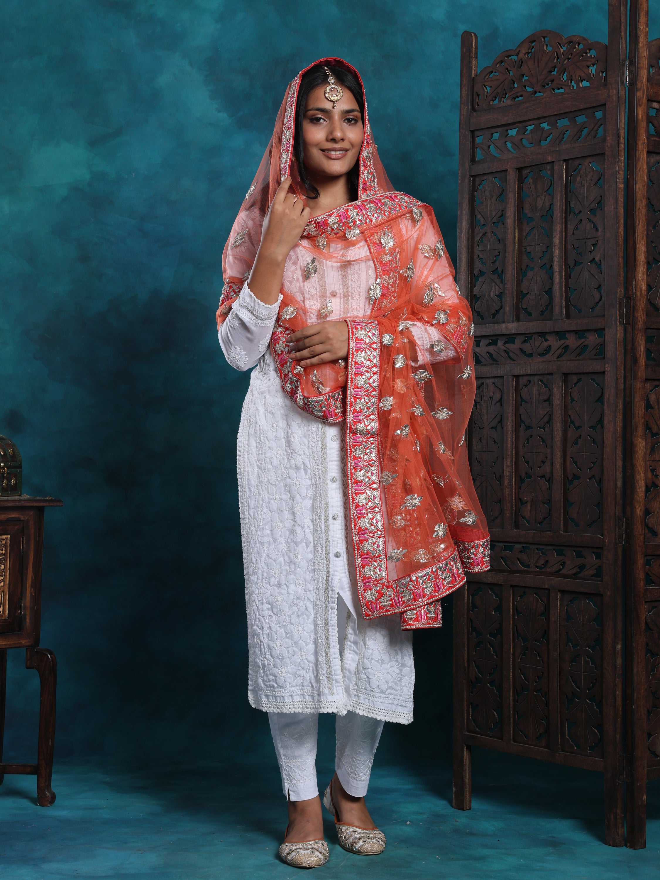 Handcrafted Gota Pati With Zari Border Bridal Dupatta