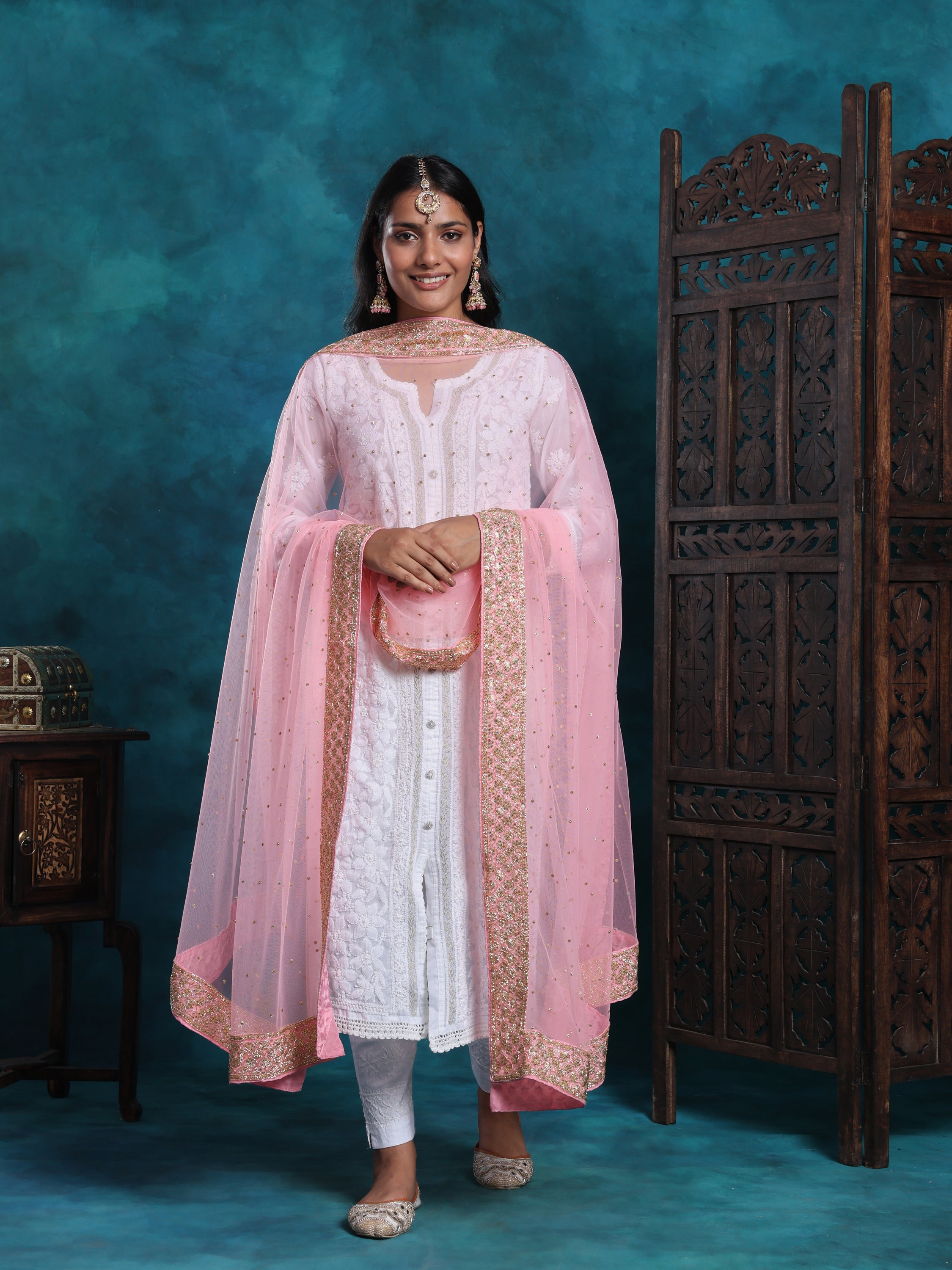 Mukaish Handcrafted With Dabka Work Wedding Dupatta