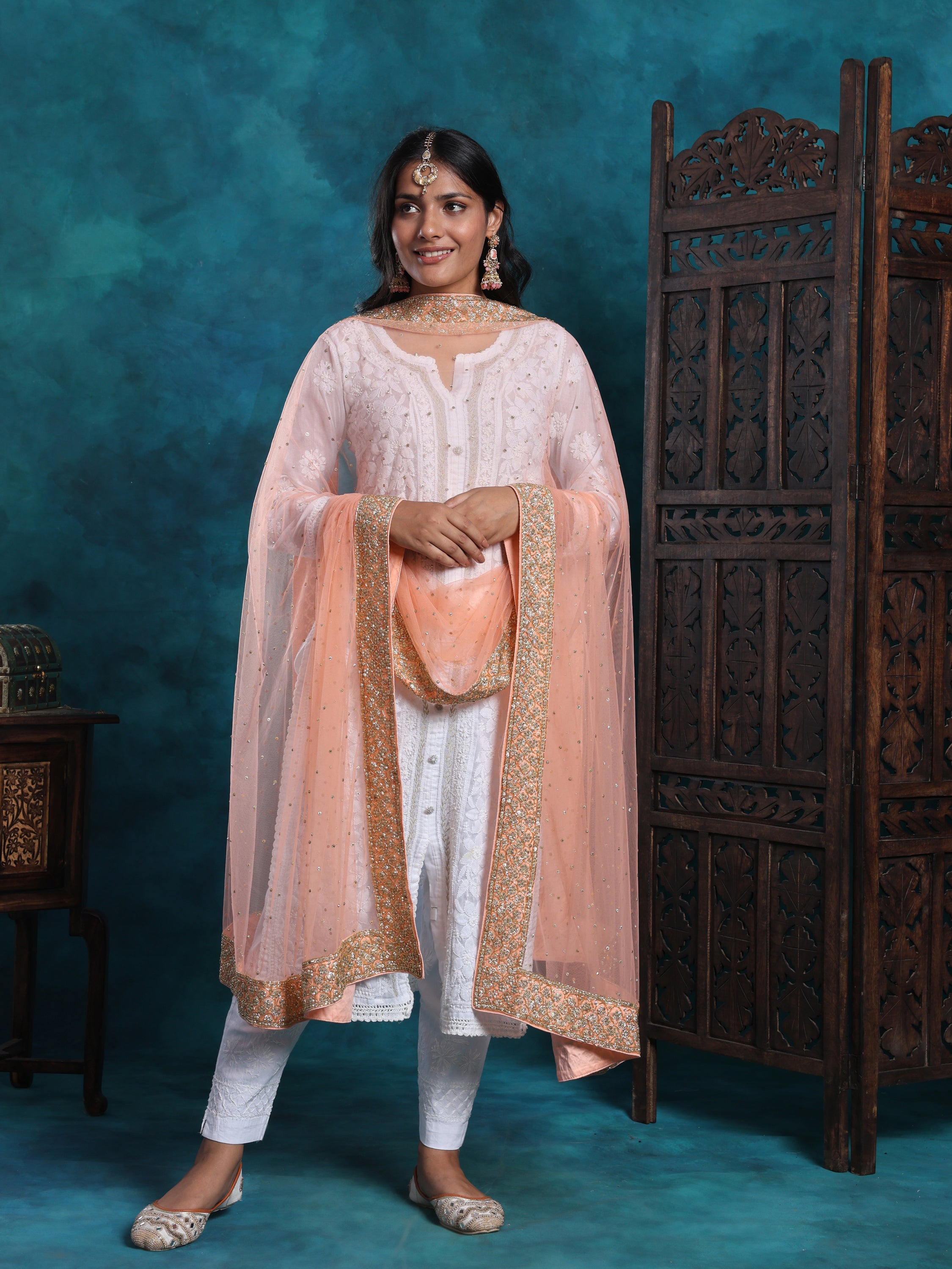 Mukaish Hand Embroidered And Embellished Bridal Dupatta
