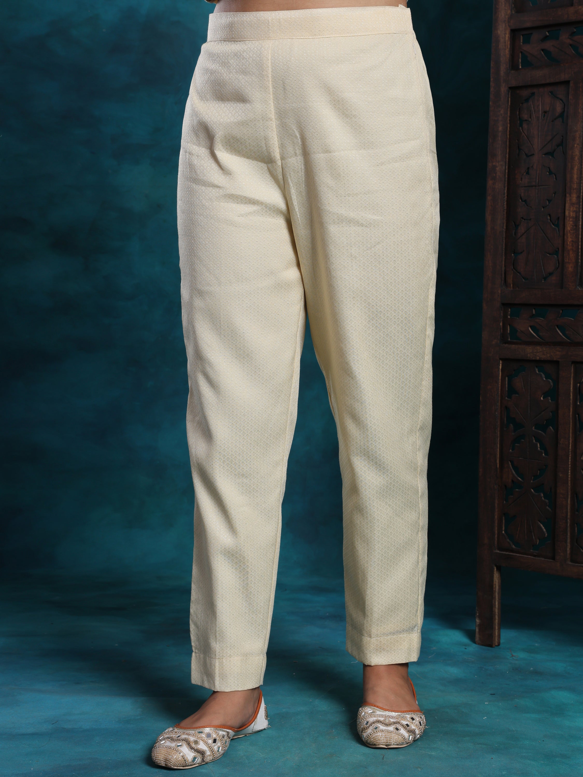 Ivory Banarasi With Zari Work Suit