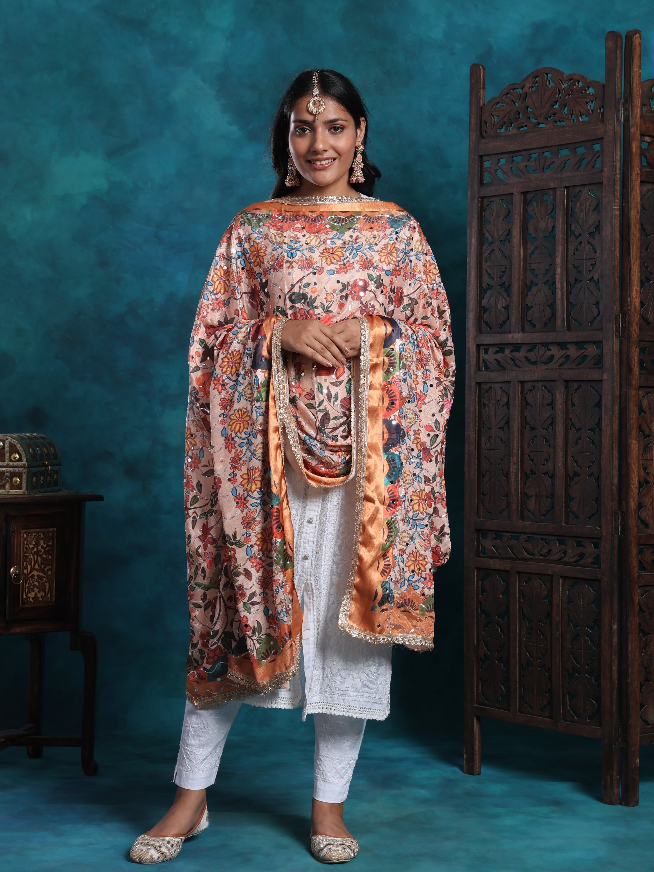 Handcrafted pakistani mirror gota patti embroidered dupatta