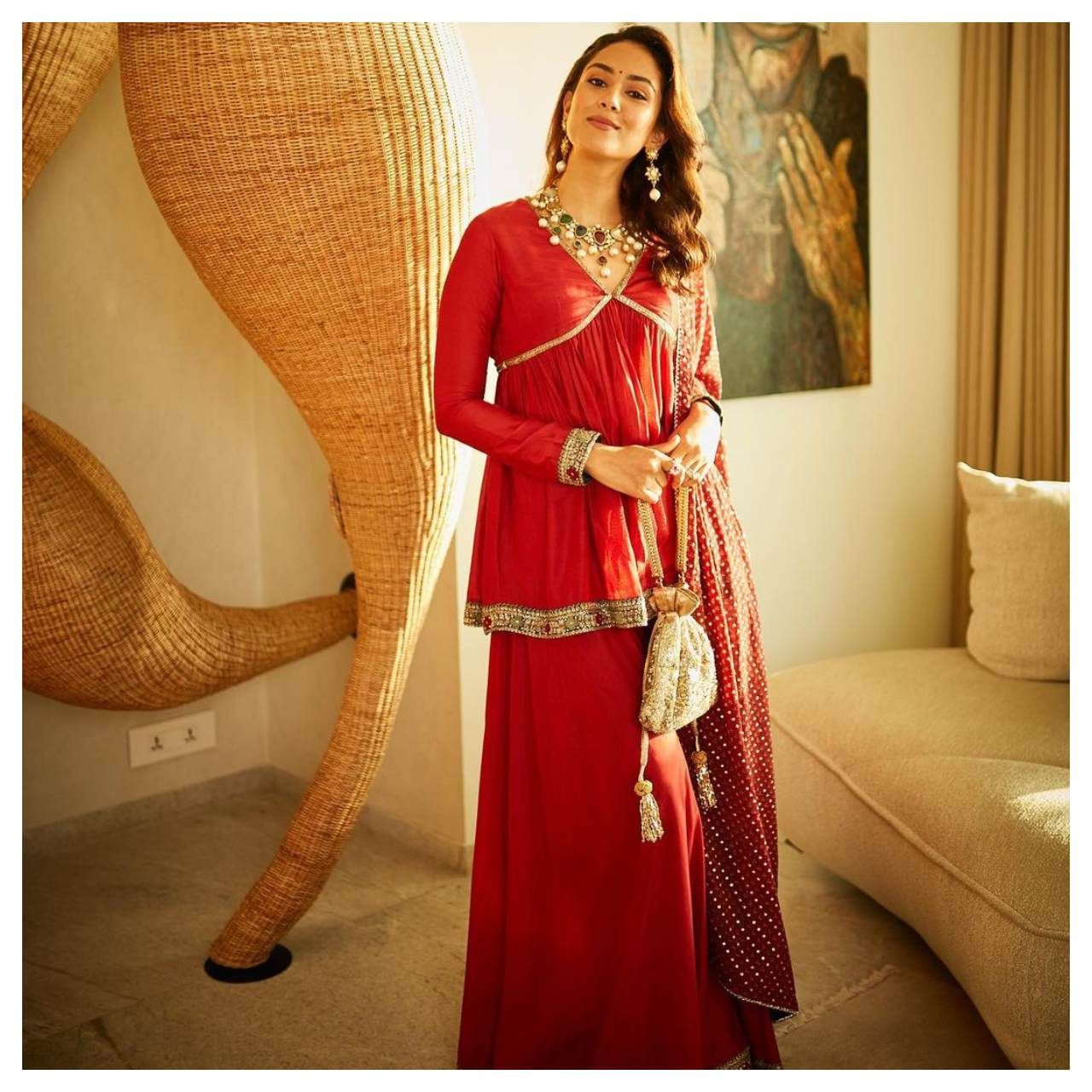 Mira Kapoor's Red Sharara set by Saadgi