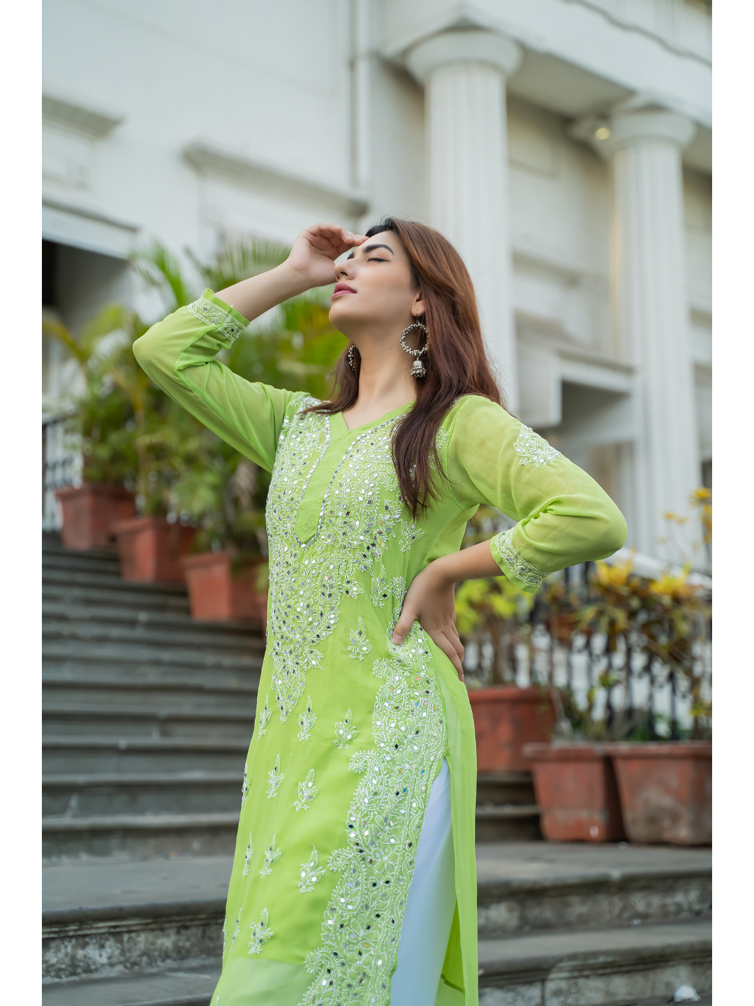 Chikan work hot sale kurtis