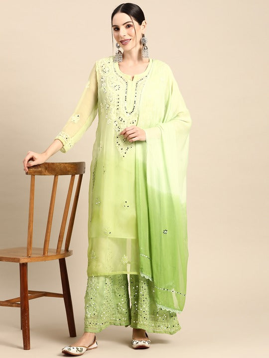 Shop Powder Pink Lucknowi Work Georgette Anarkali Suit Online in USA – Pure  Elegance