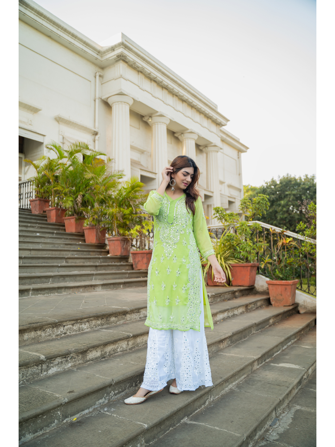 White 2025 lakhnavi palazzo