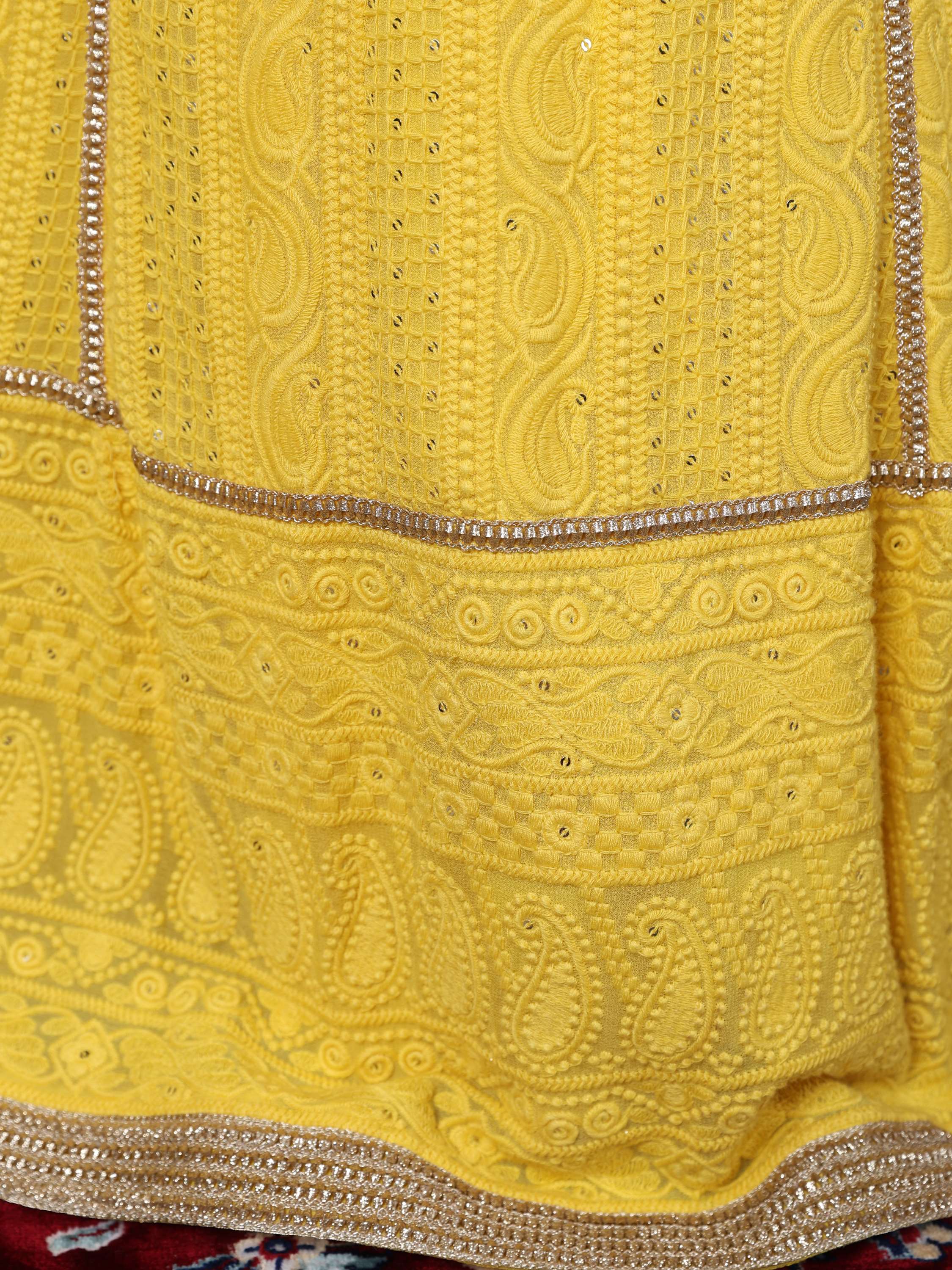 Yellow Gold Embroidered Lehenga Set