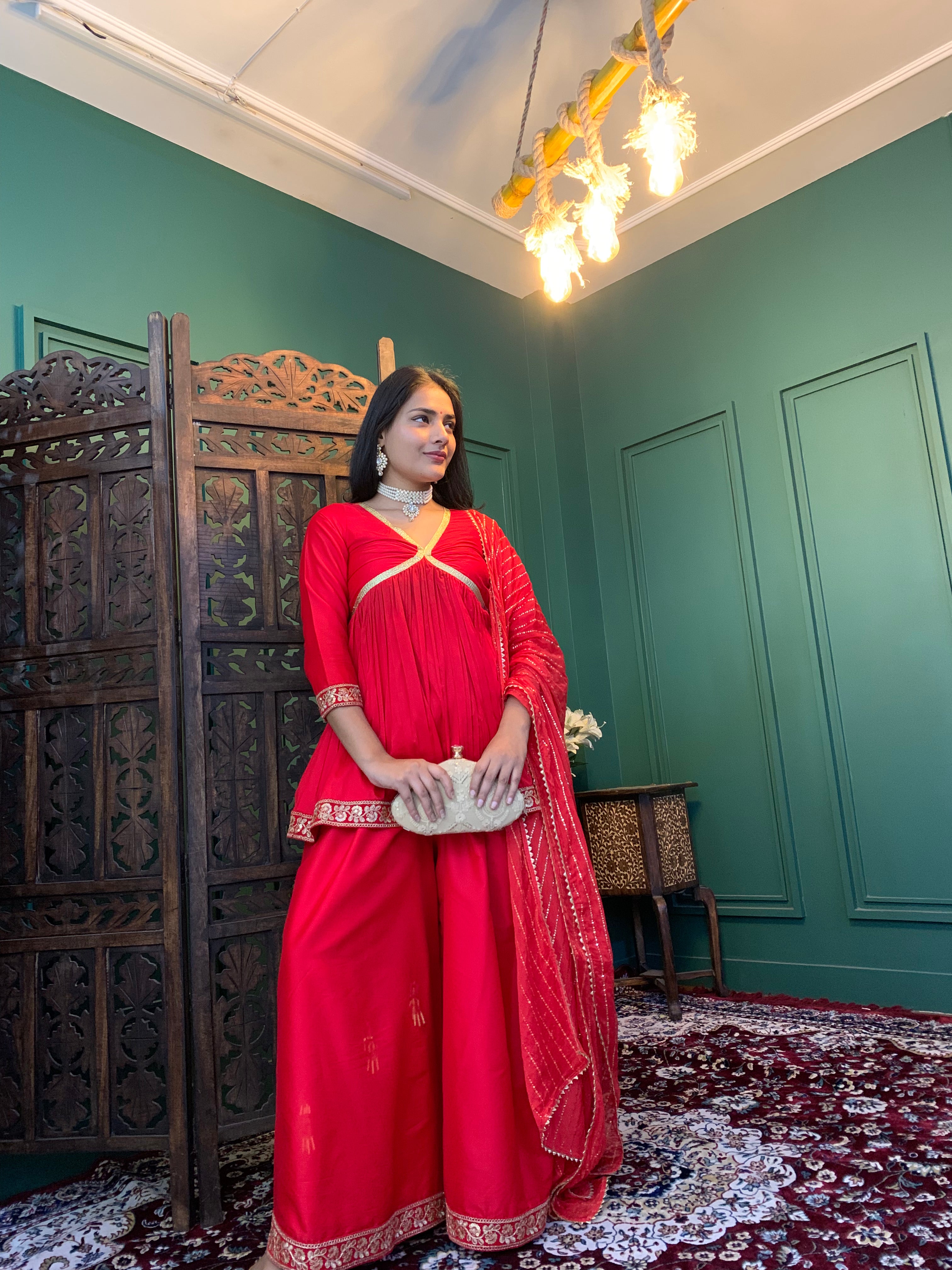 Mira Kapoor's Red Sharara set by Saadgi
