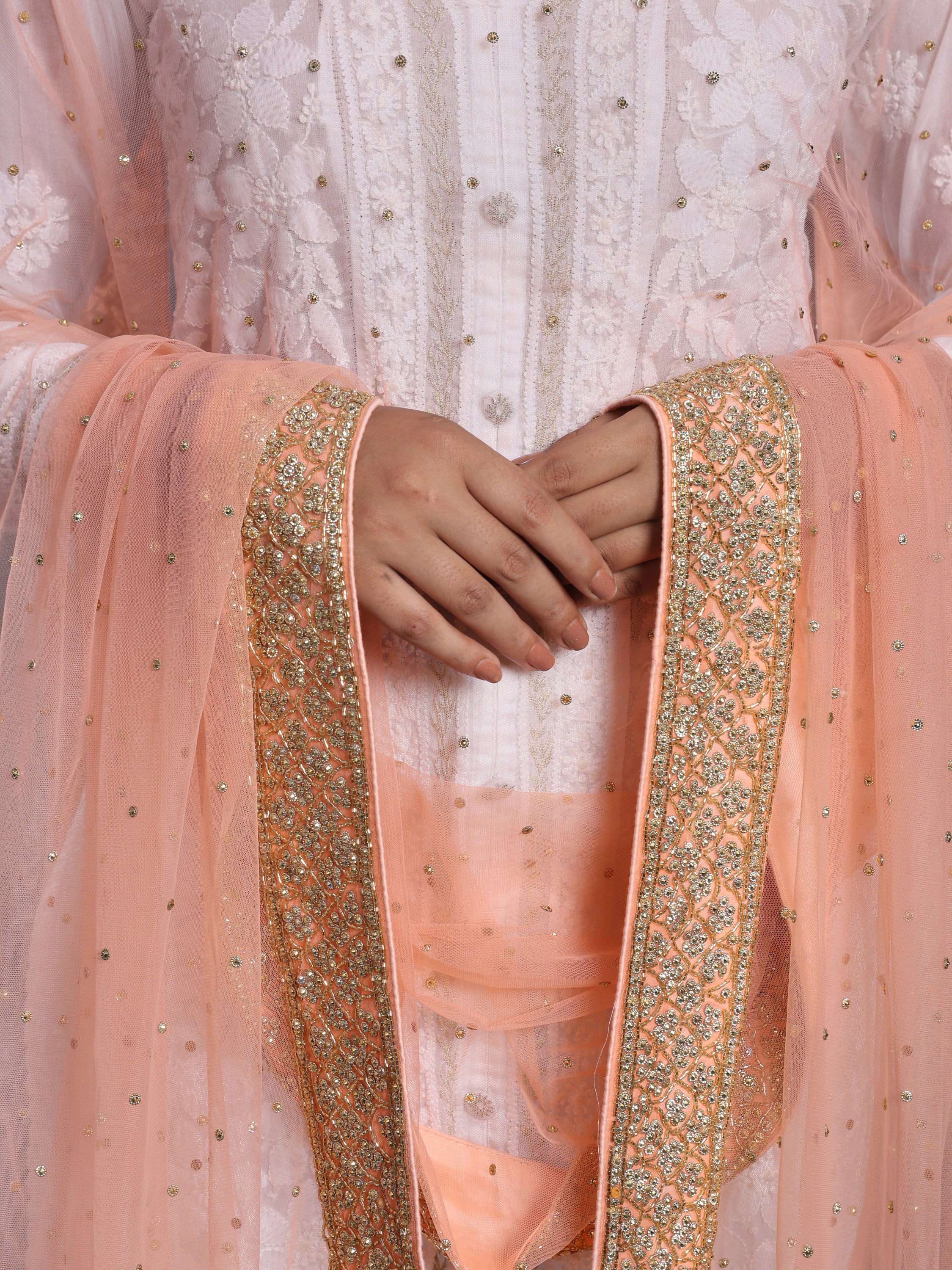 Mukaish Hand Embroidered And Embellished Bridal Dupatta