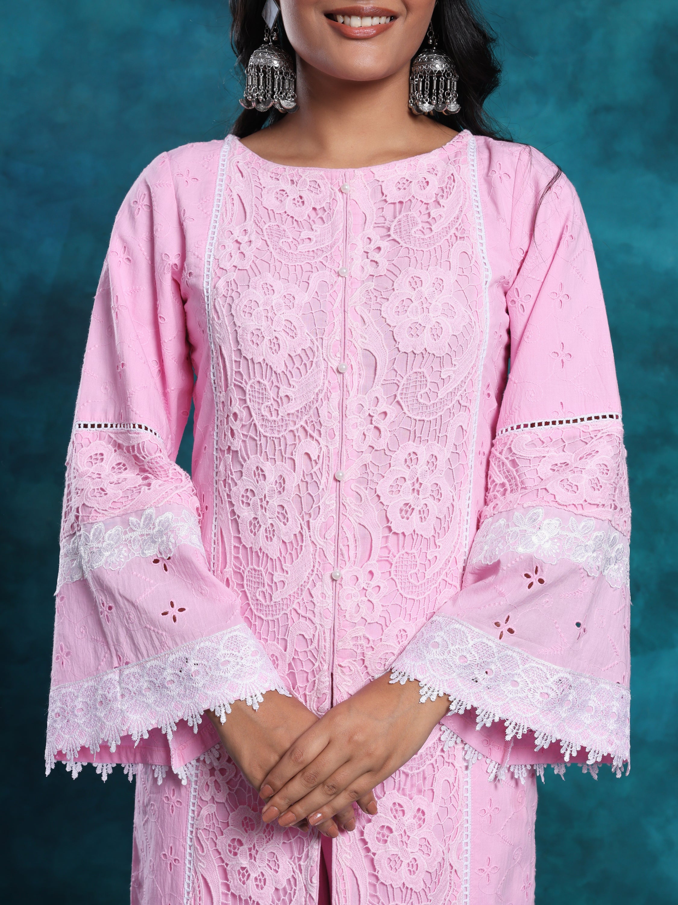 Pure Cotton Crochet Pakistani Style Schiffly Chikan Suit